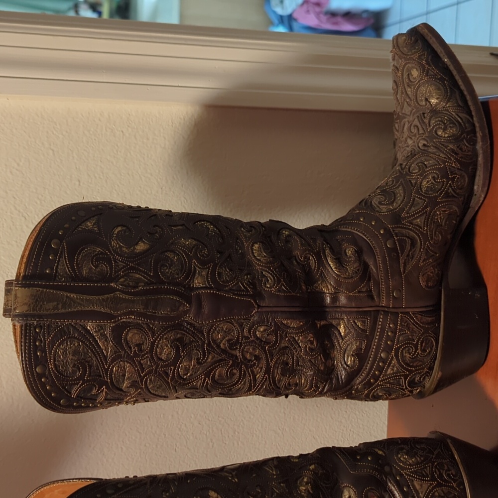 Lucchese Sierra Espresso Dark Brown Embroidered Boots - Picture 3 of 7